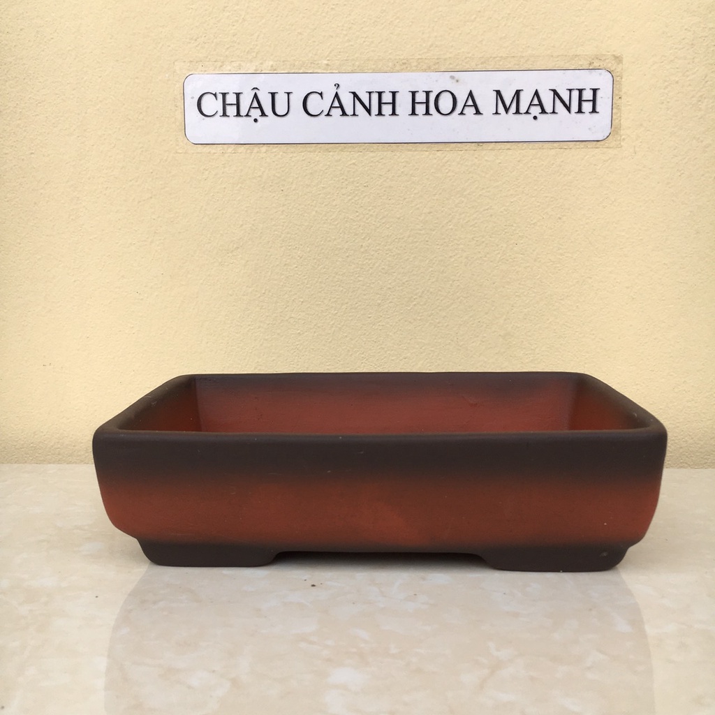 Chậu Chữ nhật bonsai sen đá mini đất nung màu đỏ gốm Bát tràng 1 size SP435