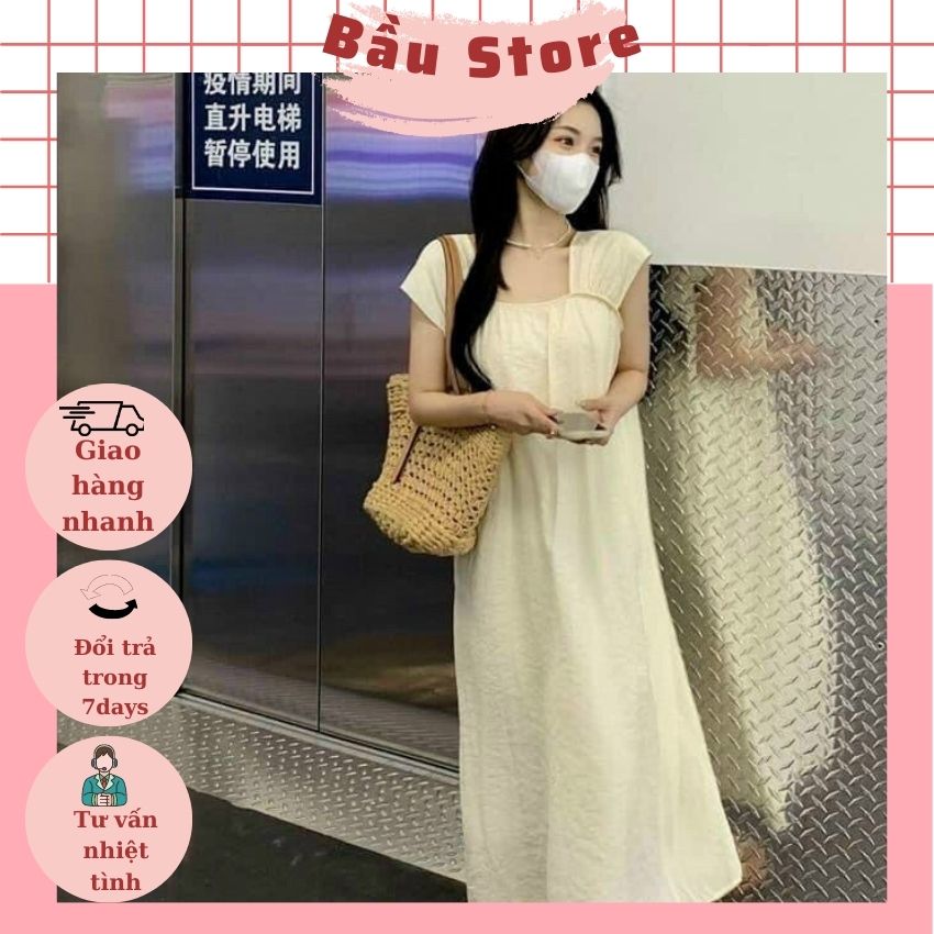 Váy bầu mùa hè-đầm bầu 2 dây bản to siêu mát