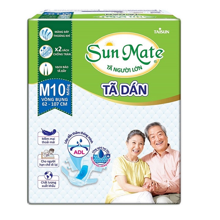 Combo 2 gói Tã dán người lớn Sunmate size M10 (10 miếng x 2)