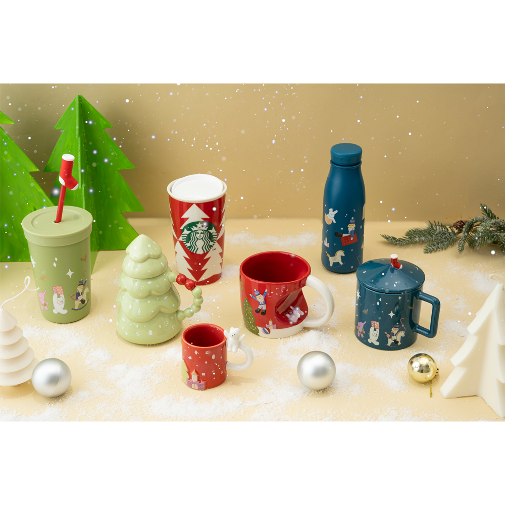 Cốc Sứ Mug Starbucks 12Oz  Festive Tree