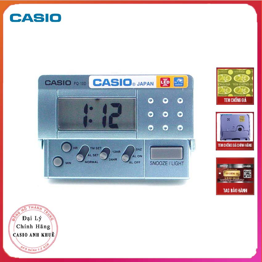 Đồng hồ báo thức du lịch - để bàn điện tử Casio PQ-10D-2RDF