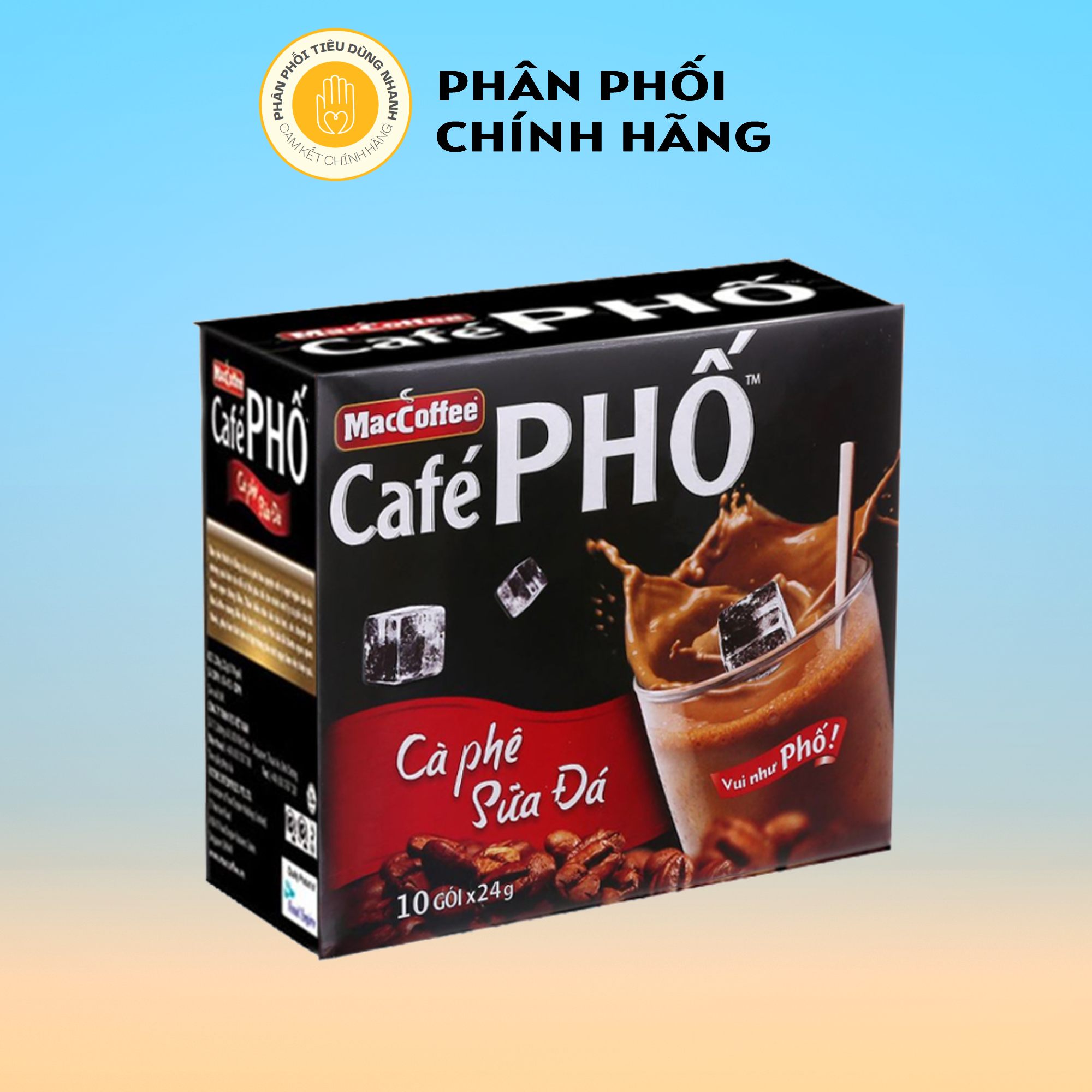 Hôp 10 gói cà phê sữa hòa tan 3in1 café phố 24g/gói