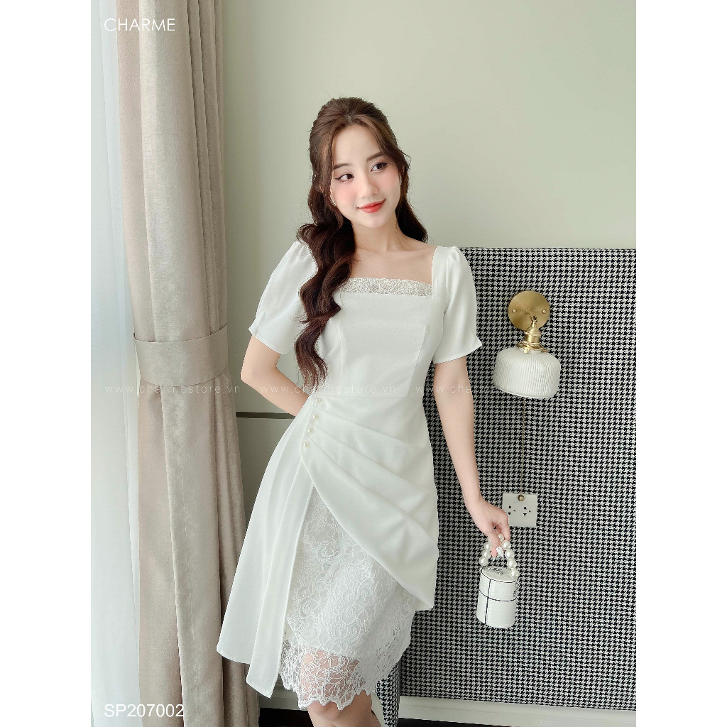 Váy ly hàn phối ren thiết kế Charme 207002