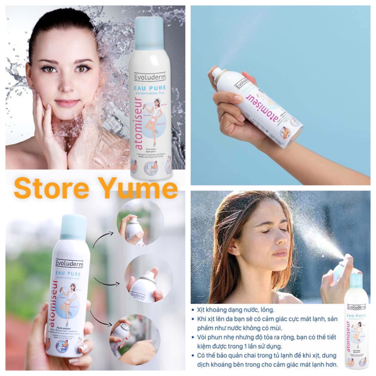 Xịt Khoáng Evoluderm Dưỡng Ẩm Cấp Nước & Làm Dịu Da
