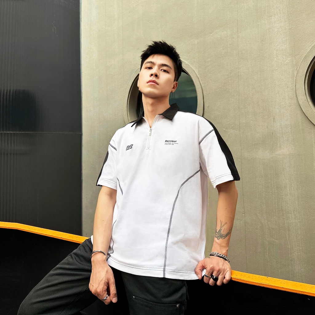 Áo Polo Oversize Panko/ Black - Revvour