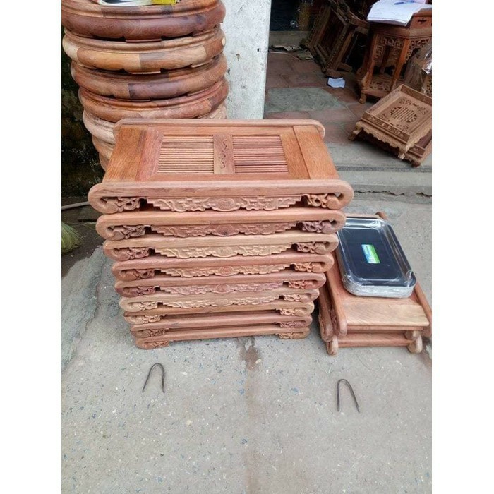 Khay trà cuốn mặt lan,gỗ hương đỏ ,KT 45*30*8 cm