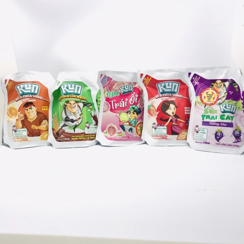 Sữa Kun Socola/cam/dâu/nho túi 110ml