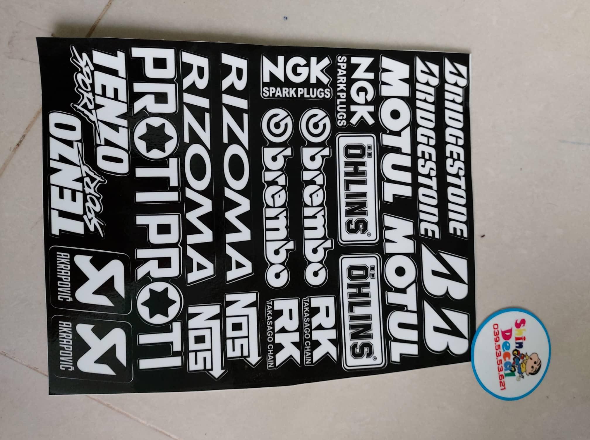 Tem logo trắng đen trọn bộ 18x25cm