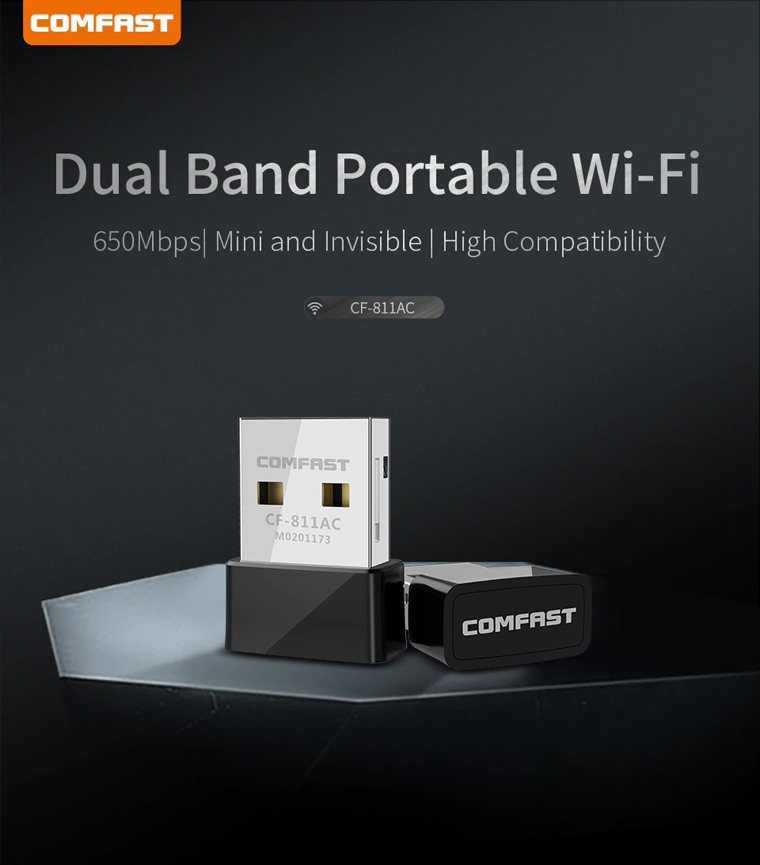 USB Thu WiFi COMFAST CF-811AC 650Mbps Có Hỗ Trợ 5Ghz