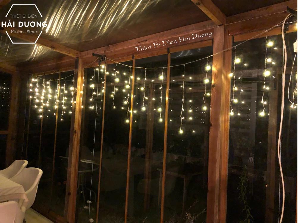 Đèn nháy thả rèm trang trí 8 chế độ DL456 Ngang 4.5 mét 19 dây thả xuống 405060 cm Có đầu nối (Nhiều màu) - Có video