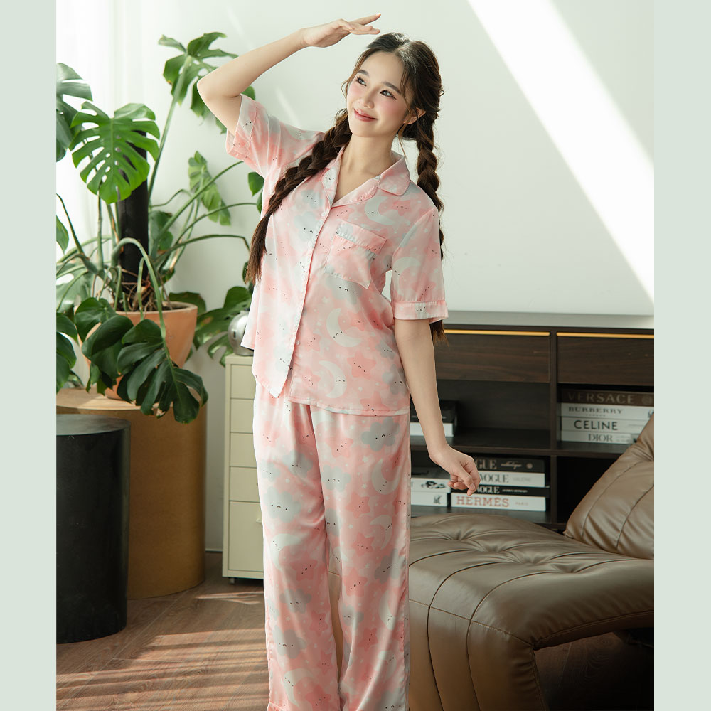 VIBES Đồ bộ Pijama dài Lụa Latin Jardin Long Py Set