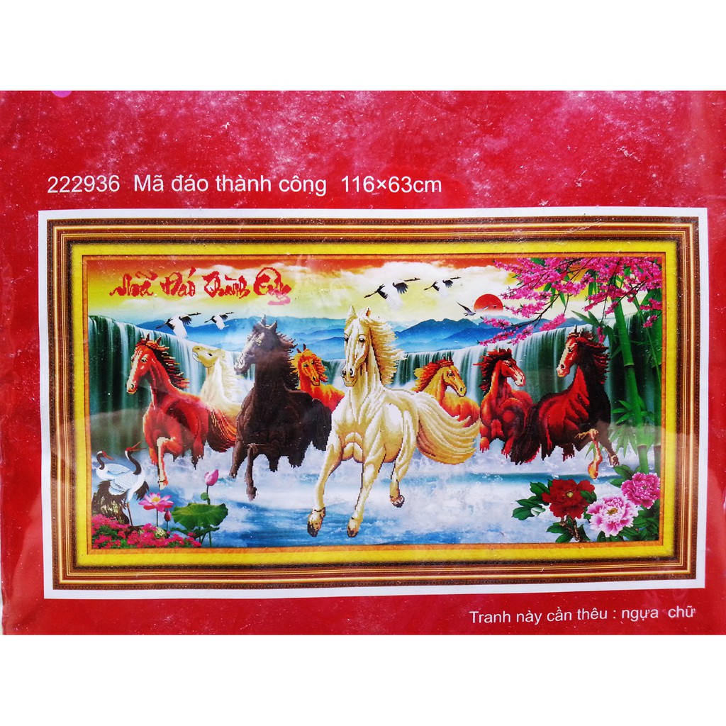 [HCM]Tranh thêu chữ thập mã đáo thành công 222936 - kích thước 116 * 63