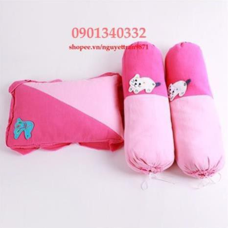 [HCM]Bộ Gối Nệm Cotton Thêu Hình Cá Cho Bé