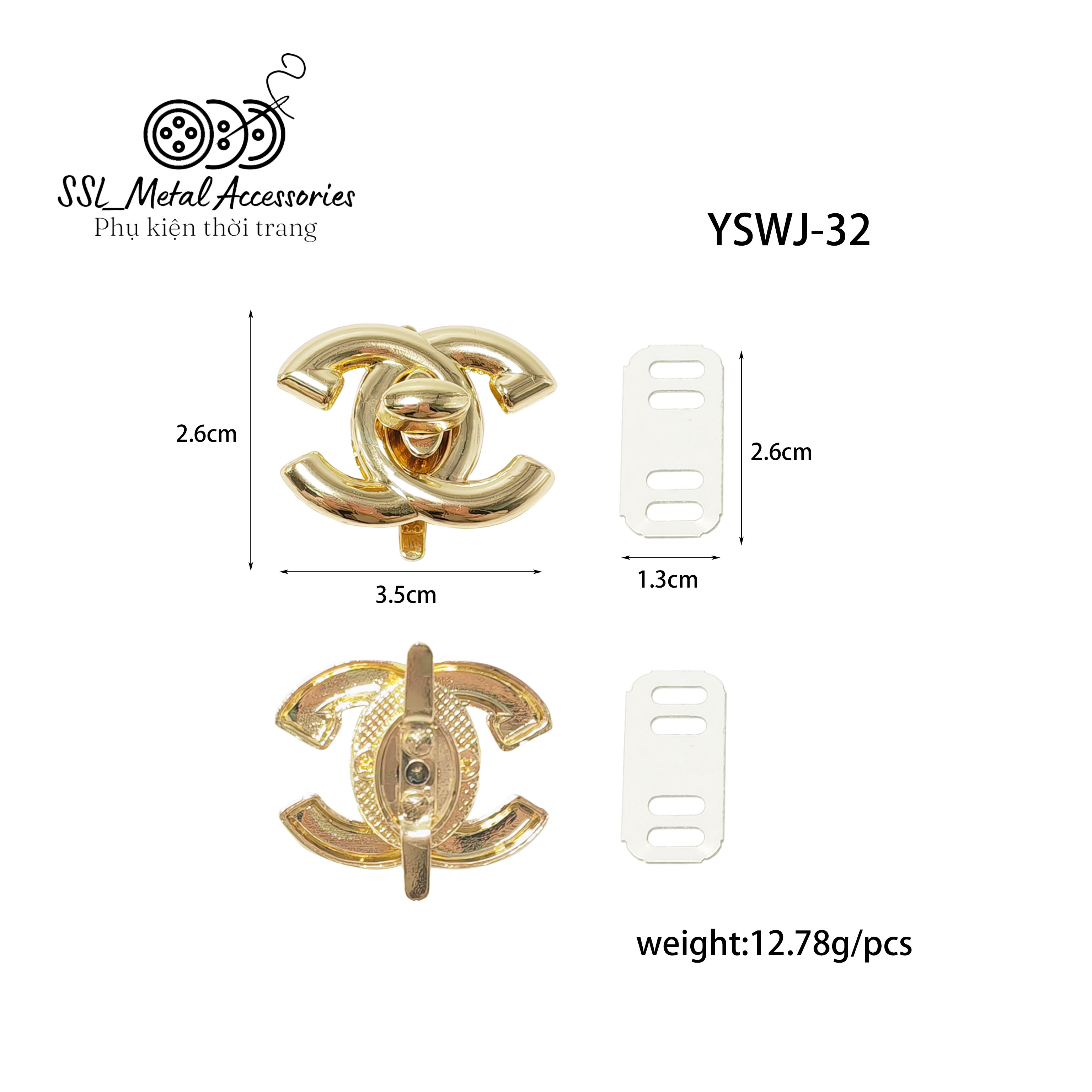 Khóa xoay chữ X, khóa túi xách thời trang dùng làm phụ kiện túi xách,..YSWJ-32 , #ssl_accessories