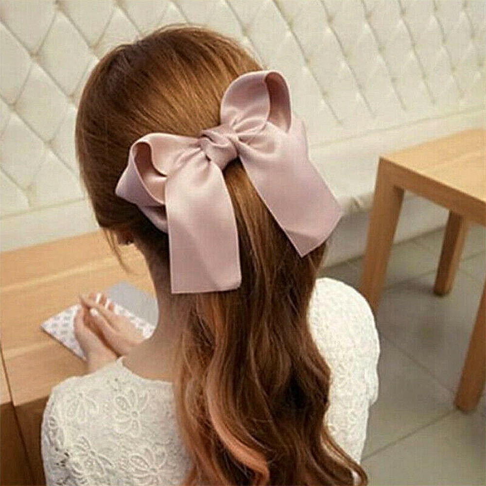 Kẹp tóc nơ màu trơn
