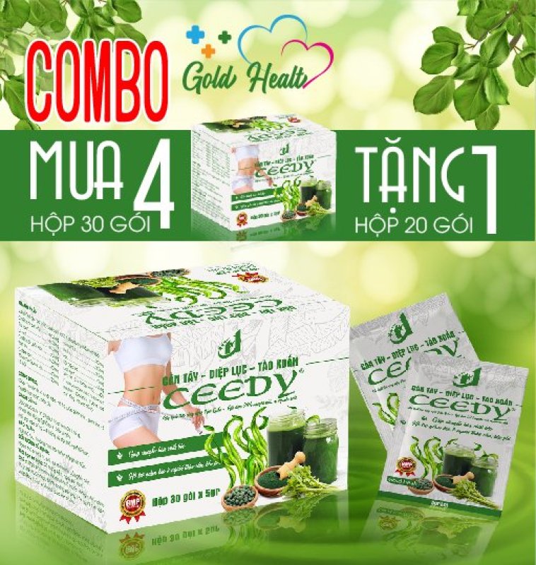COMBO 1 GIẢM CÂN CẤP TỐC- THANH NHIỆT GIẢI ĐỘC, LÀM ĐẸP DA - CẦN TÂY-DIỆP LỤC-TẢO XOẮN -CEEDY - KHÔNG HIỆU QUẢ HOÀN TIỀN