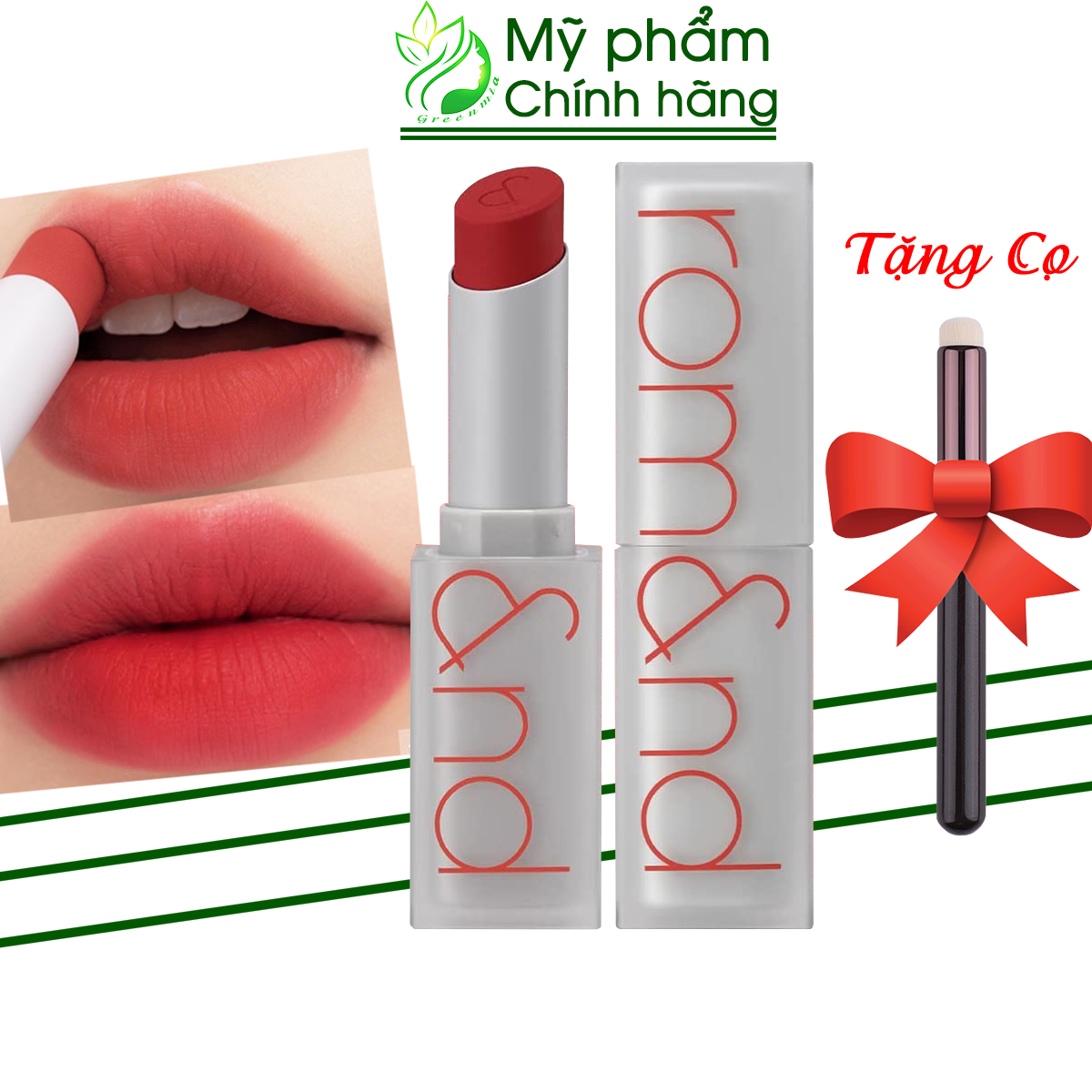 Son thỏi romand zero matte lipstick son lì mịn màu 17 red heat đỏ thuần chính hãng