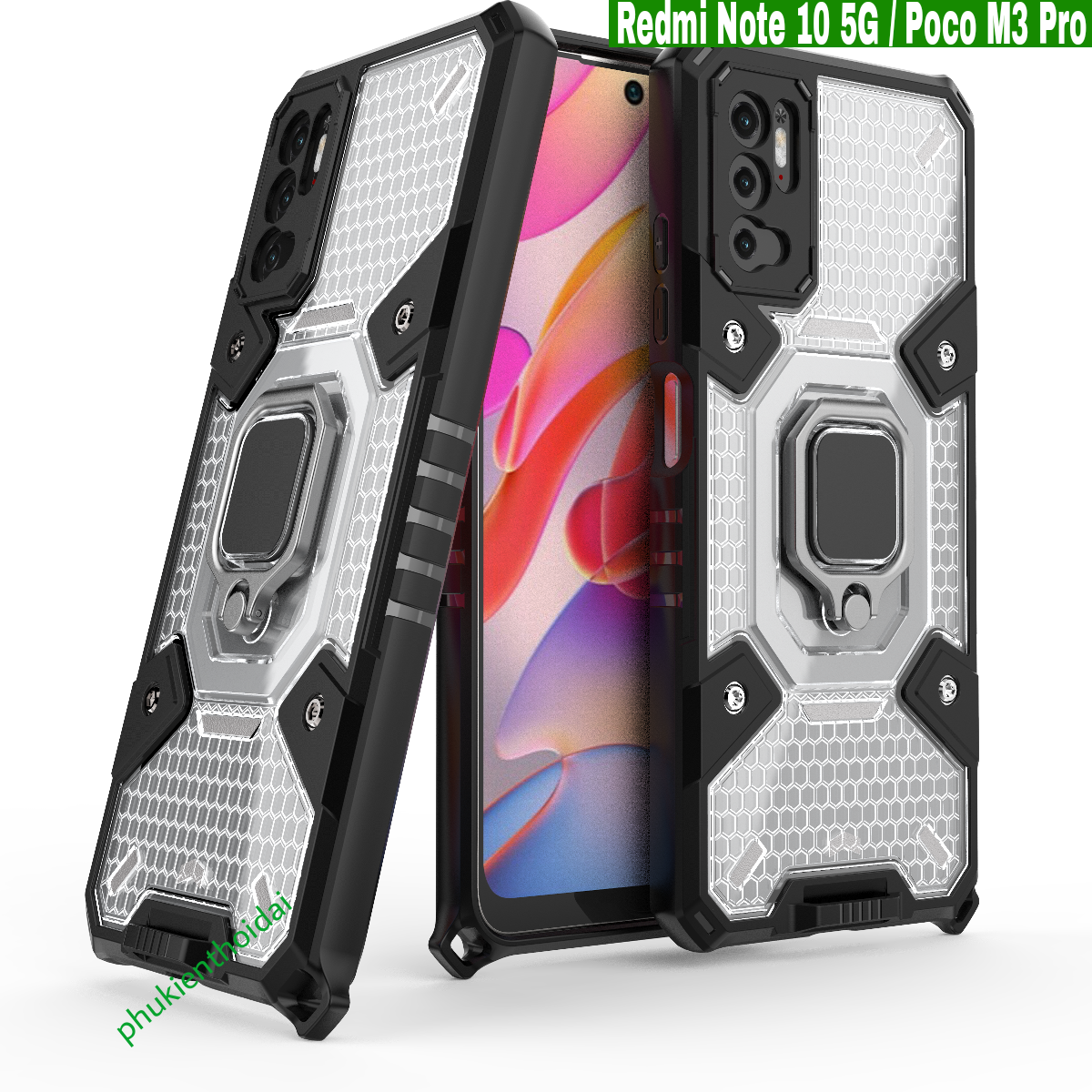 Ốp lưng Poco M3 Pro / Redmi Note 10 5G chống sốc tổ Ong Iring không gian mới giá đỡ xem phim
