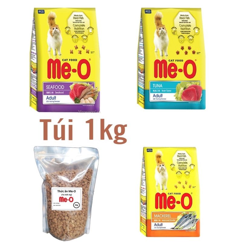 Hanpet - Gói chiết 1kg - thức ăn dạng hạt cho mèo ME- O KEOS (Chọn 3 Vị ) Thức ăn cap cấp Dành cho mèo lớn
