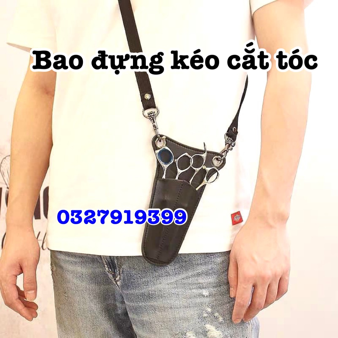 Túi đeo đựng kéo cắt tóc B08 - Chuyên sản phẩm tóc, nhiều ngăn đựng thoải mái, khâu thủ công, dây dài 1m30, kích thước 18x6cm, tiện lợi cho cả đeo hông hoặc đeo chéo