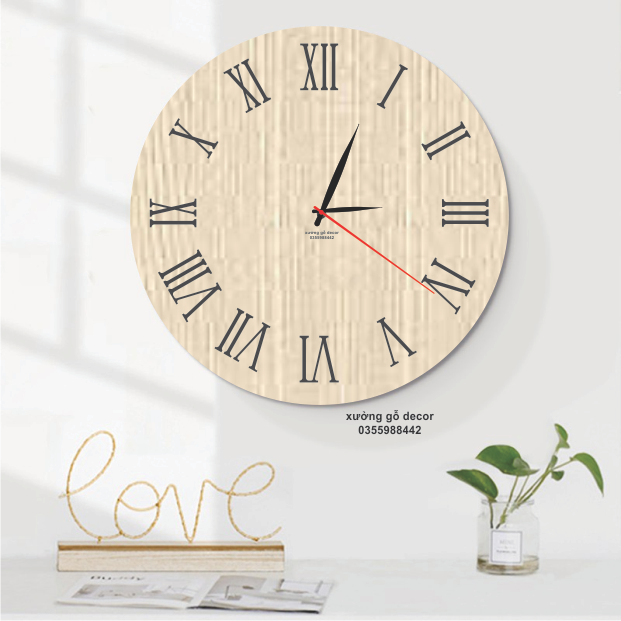 Đồng Hồ Gỗ Treo Tường Số La Mã Decor Độc Đáo