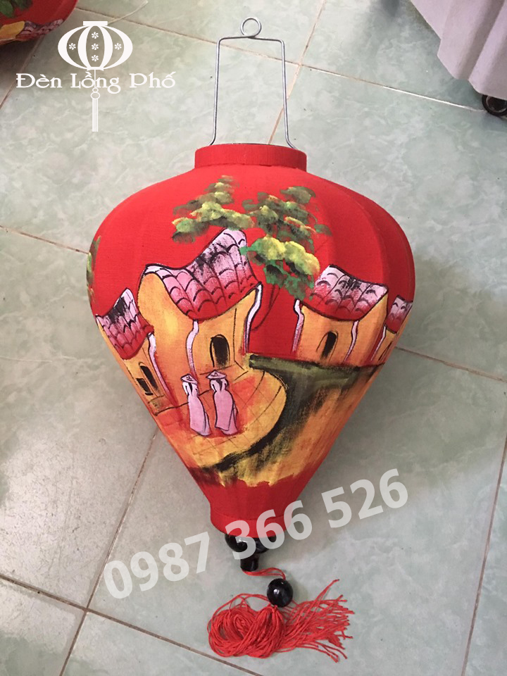 Đèn lồng Hội An vẽ phố cổ size 30 cm