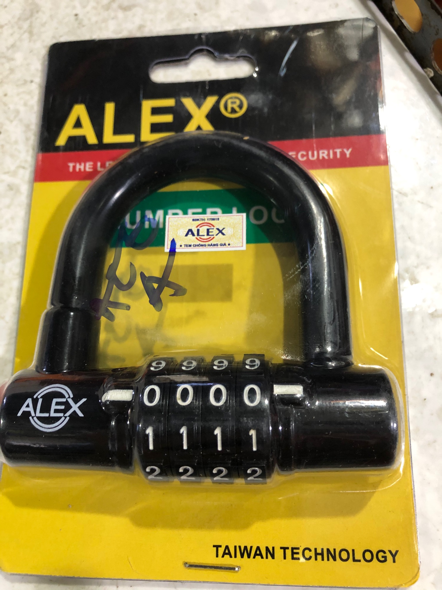 Ổ khoá số tự chọn ALEX có tem chống hàng giả