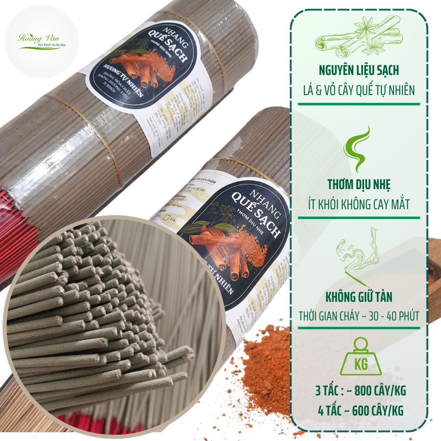 [01 Kg] Nhang Quế Sạch hương tự nhiên thơm dịu không tẩm Tinh Dầu không hóa chất, ít khói
