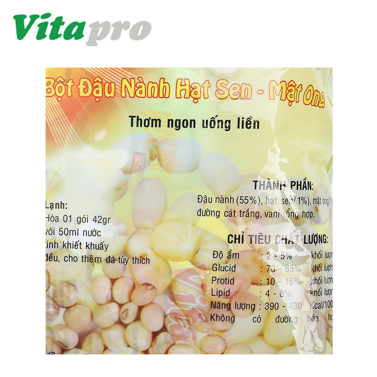 BỘT ĐẬU NÀNH HẠT SEN MẬT ONG VITAPRO