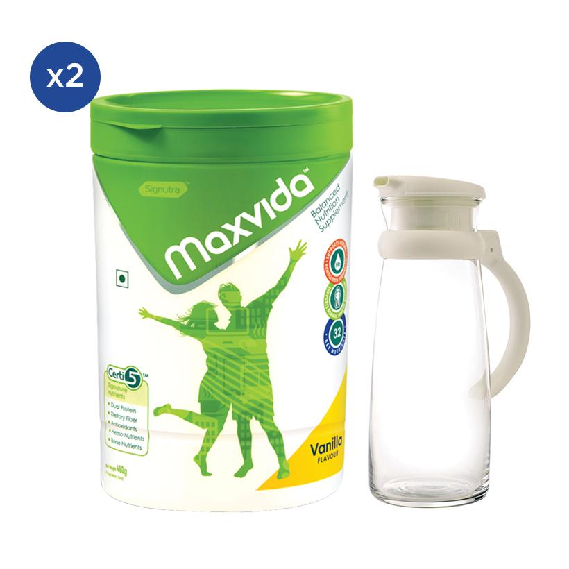 Combo 2 lon sữa Maxvida 400gr + 1 Bình nước Maison 1 Lít
