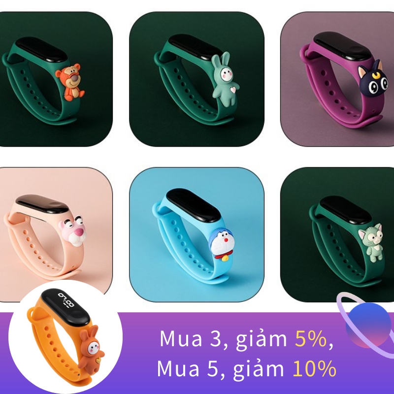Nơi bán Đồng hồ đa chức năng cho trẻ em, có đèn LED, họa tiết hoạt hình, không thấm nước - INTL