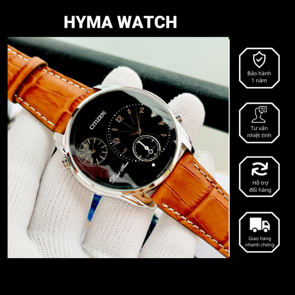Đồng hồ nam chính hãng Citizen AO3030-08E Dây da Size 42mm mặt đen chống nước Bảo hành 1 năm Hyma watch