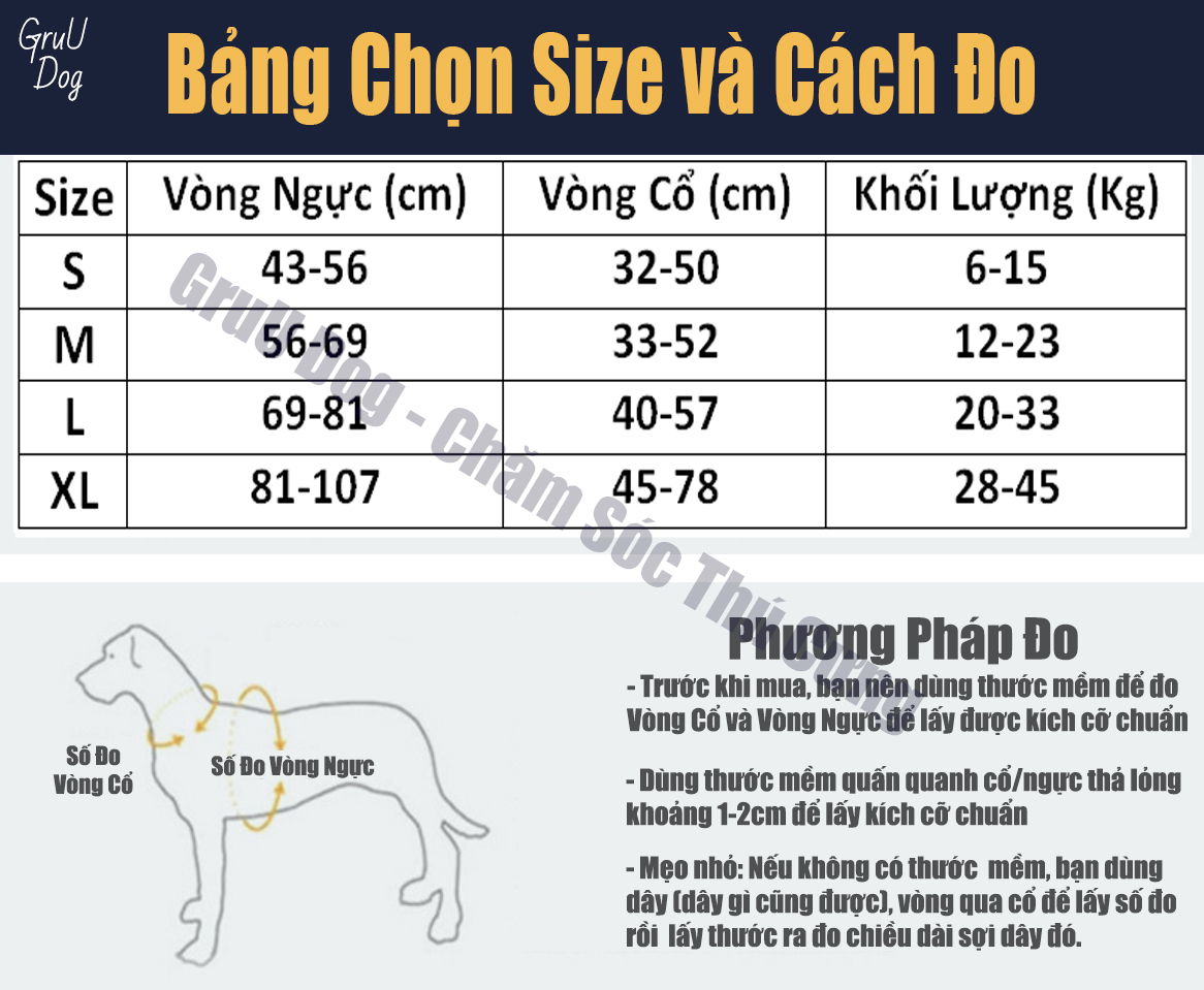 Đai Yếm dắt chó đi dạo GruU Dog cao cấp
