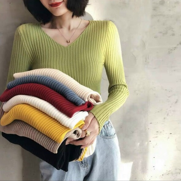Áo len cổ tim dài tay -chất len tơ mềm ấm