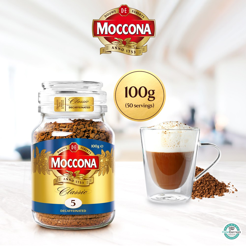Cà phê decaf hoà tan Moccona Decaf Coffee Classic, nhập khẩu Malaysia