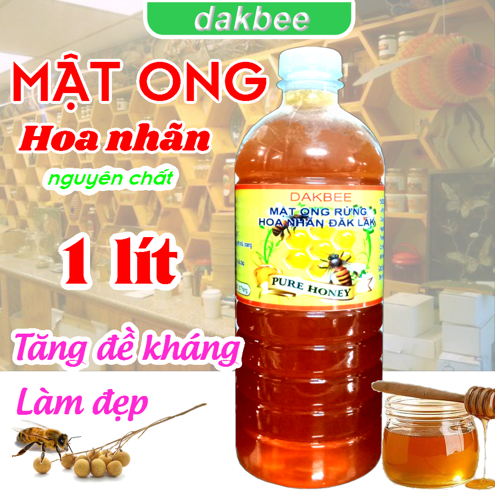 1 LÍT Mật ong rừng hoa Nhãn – hỗ trợ giảm chứng đau dạ dày, giảm ho, khàn tiếng, tăng cường sức khỏe – dakbee