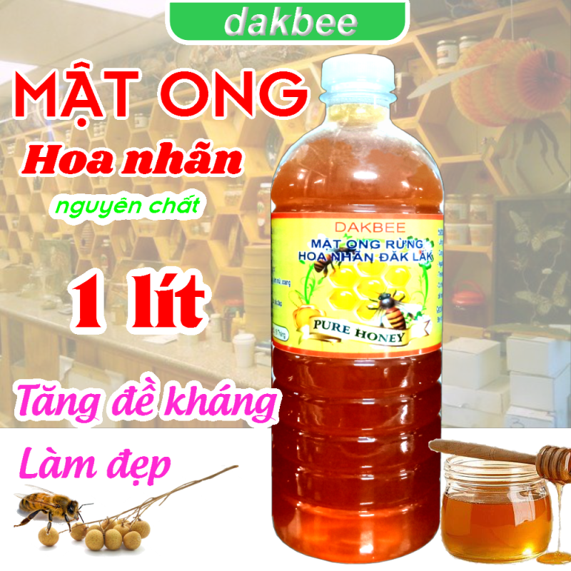 1 LÍT Mật ong rừng hoa Nhãn - hỗ trợ giảm chứng đau dạ dày, giảm ho, khàn tiếng, tăng cường sức khỏe - dakbee