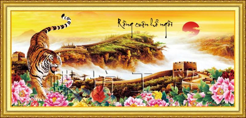 Tranh thêu chữ thập rồng cuộn hổ ngồi dlh-222582