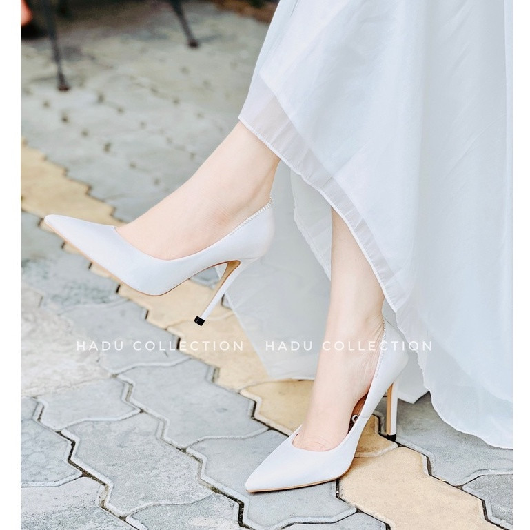 Dép cao gót đính đá mũi nhọn 9cm Gemstone Shadow HADU L946 - Bảo hành 24 tháng