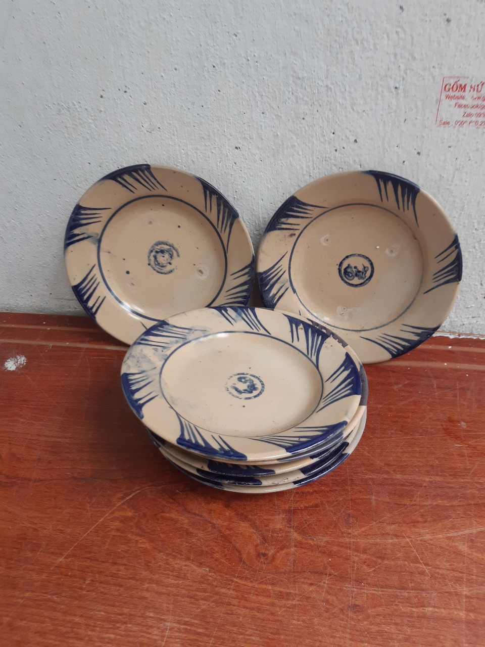 Đĩa sành kiểu xưa 17 cm 5 cái ( gốm sành )