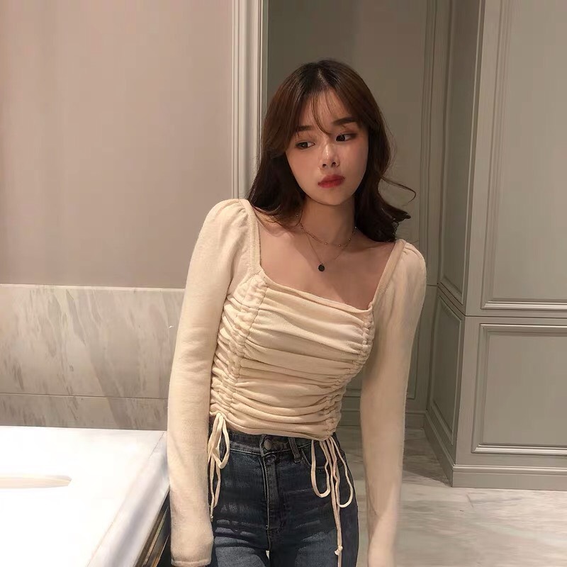 Áo thun lụa rút hai bên tay dài siêu hot TTSA0045