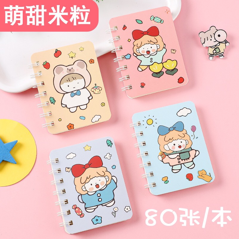[Được chọn] Sổ tay mini gáy lò so siêu cute