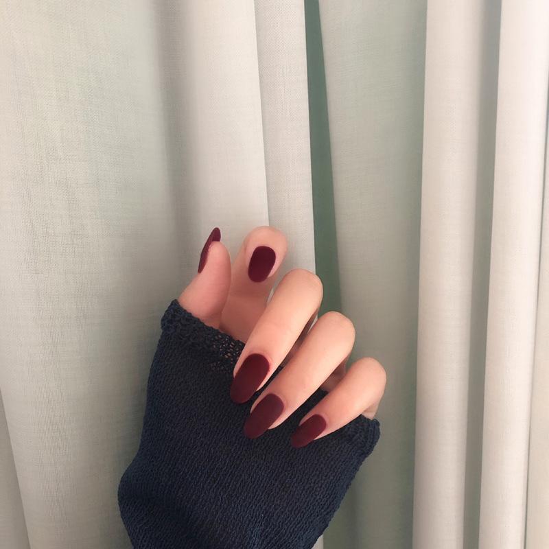 Bộ 24 móng tay giả nhám đỏ nhọn (kèm keo)