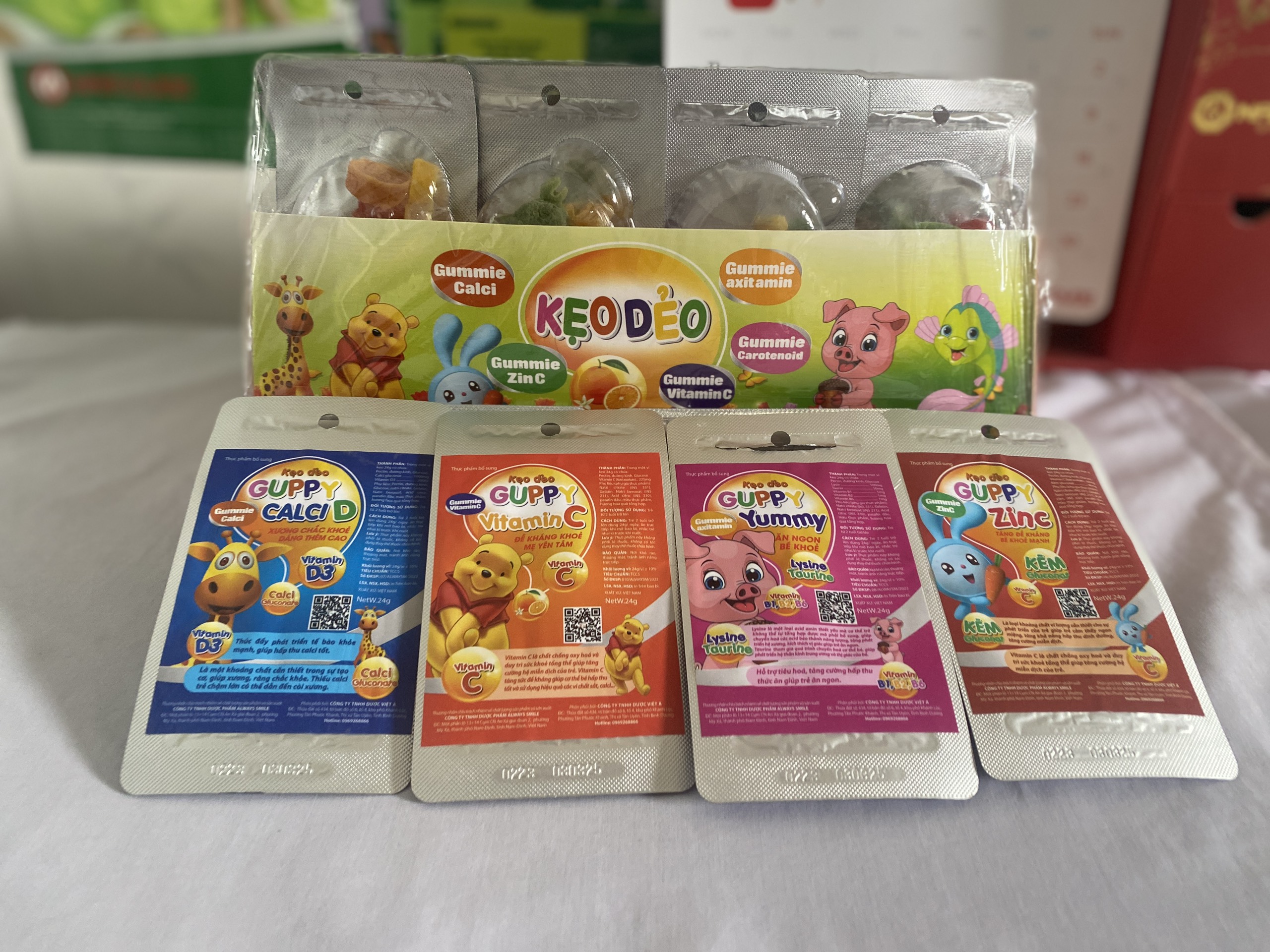10 vỉ kẹo dẻo gumppy bổ sung canxi d, zinc, vitamin c, axit amin ,dẻo dai, thơm ngon