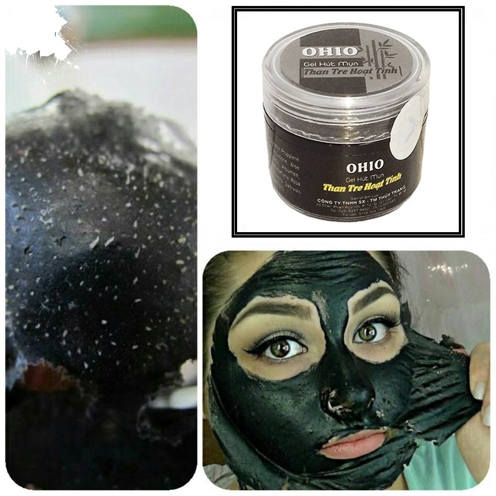 Gel lột mụn than tre OHIO hút sạch mụn cám mụn đầu đen bụi bẩn tế bào chết trên da giảm thâm mờ sẹo 50g
