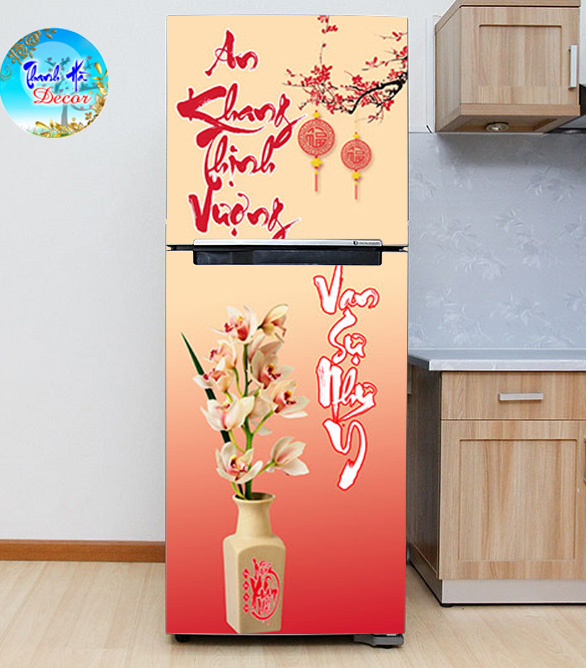 Decal dán Tủ Lạnh Tết chất liệu cao cấp