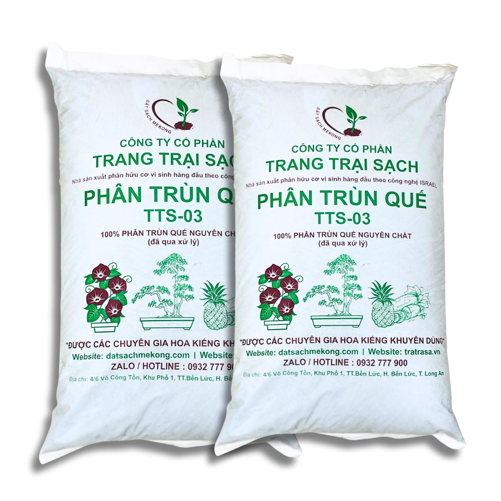 Phân bón trùn quế mekong túi 5kg - phân bón hữu cơ giàu dinh dưỡng cho rau củ quả, hoa và cây kiểng - phân bón mekong