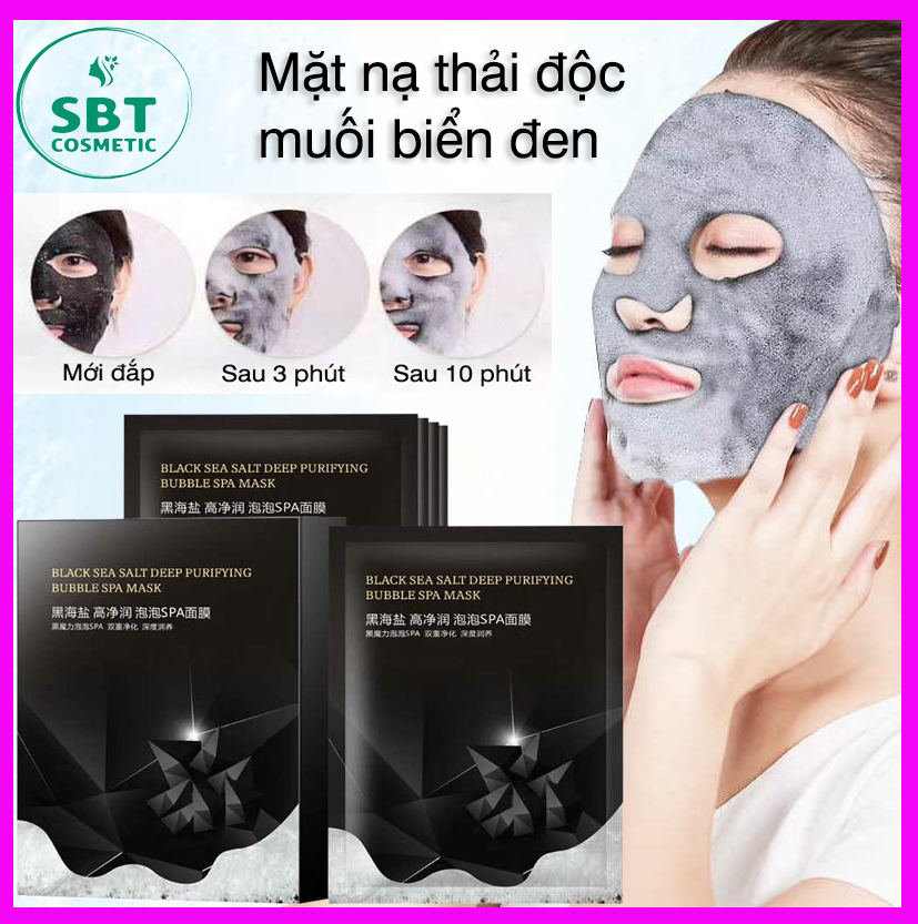 [HCM][Thải Độc] Hộp 10 Miếng Mặt Nạ Sủi Bọt Thải Độc Muối Biển Đen-Loại Sạch Bụi Bẩn Giảm Mụn Đầu Đen Mụn Trứng Cá