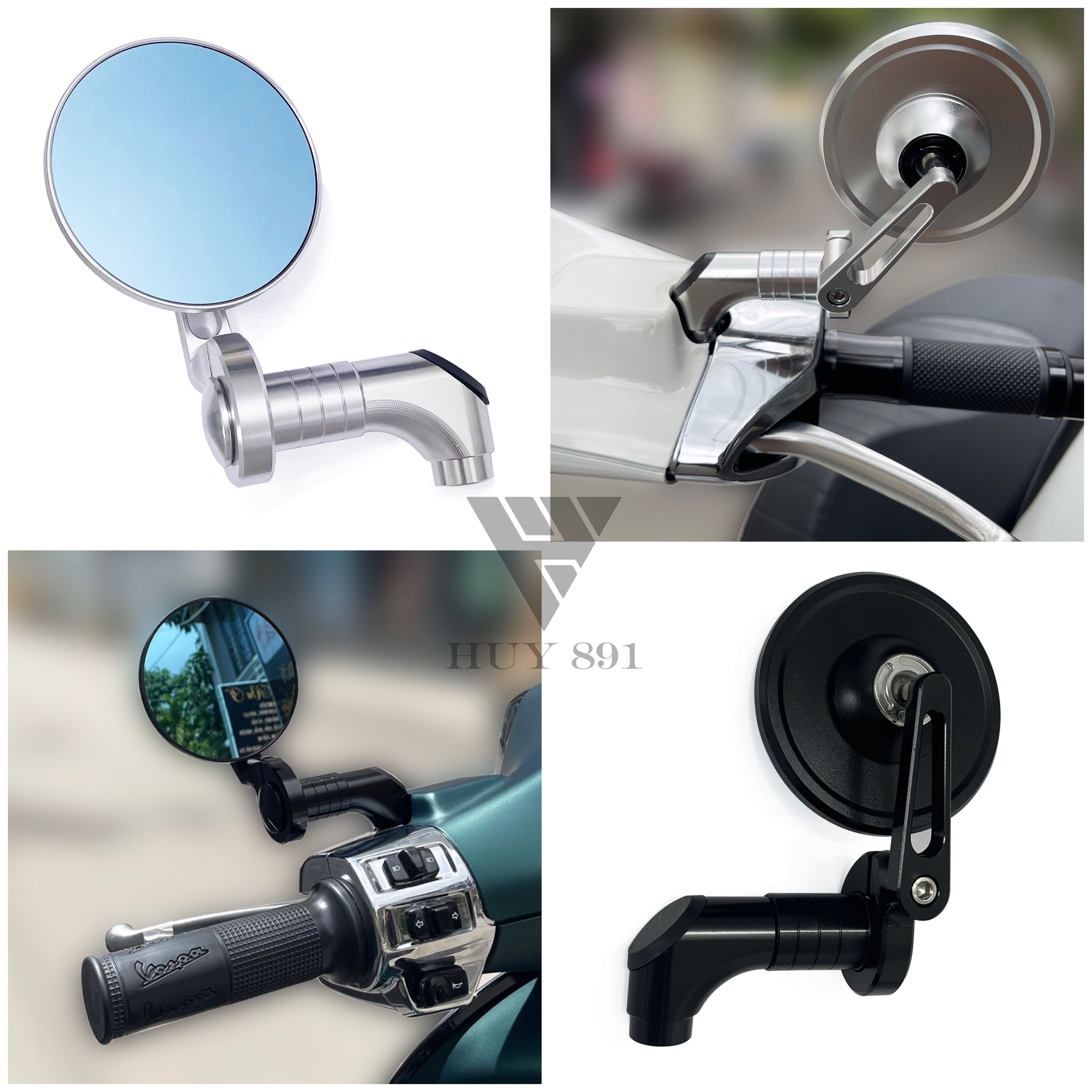 Kính tròn nhôm CNC cho xe Vespa Honda Yamaha