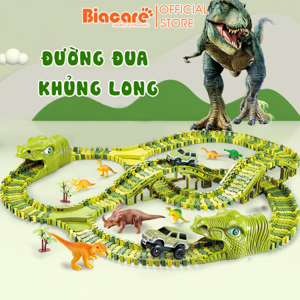 Đường đua ô tô khủng long, công viên khủng long cỡ lớn cho bé thoả sức sáng tạo